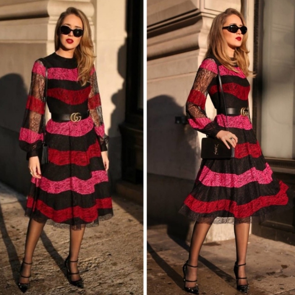 Sachin + Babi Lace Long Sleeve Midi Dress